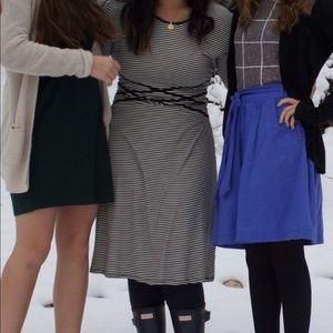 3/4 sleeve black and white dress